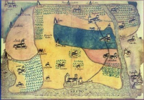 Laredo en mapa de medieval de Cantabria